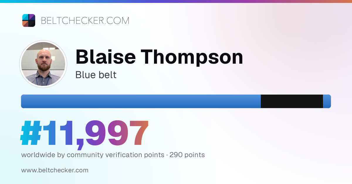 Blaise Thompson, Blue Belt | BJJ Beltchecker