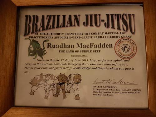 Purple belt · June 5, 2015 · Promoted by Vinnie Carlucci