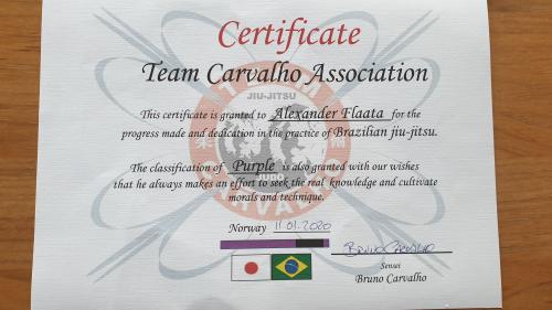 Purple belt · January 11, 2020 · Promoted by Bruno Carvahlo