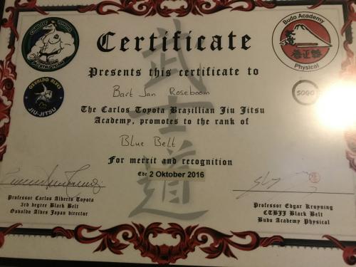 Blue belt · October 2, 2016 · Promoted by Carlos Toyota