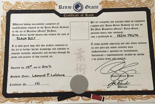 Black belt · June 23, 2016 · Promoted by Renzo Gracie