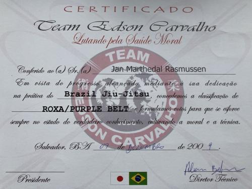 Purple belt · December 7, 2009 · Promoted by Robson Barbosa