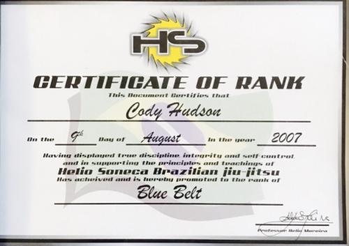 Blue belt · August 9, 2007 · Promoted by Helio "Soneca" Moreira
