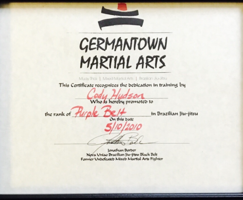 Purple belt · May 10, 2010 · Promoted by Jonathan Border