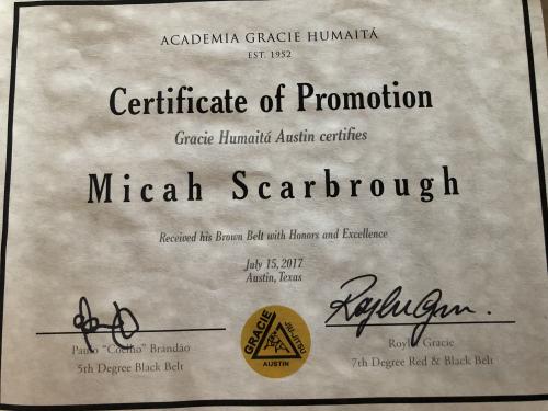 Brown belt · July 15, 2017 · Promoted by Paulo “Coelho” Brandao