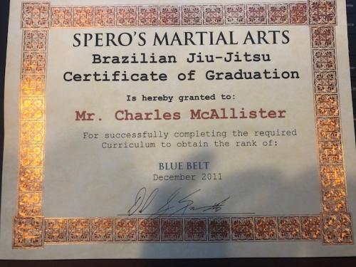 Blue belt · December 1, 2011 · Promoted by Dave Spero