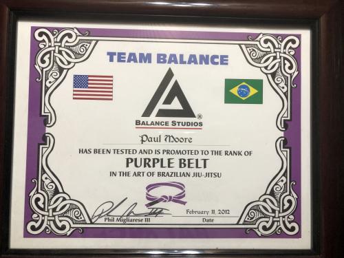 Purple belt · February 11, 2012 · Promoted by Philip Migliarese III