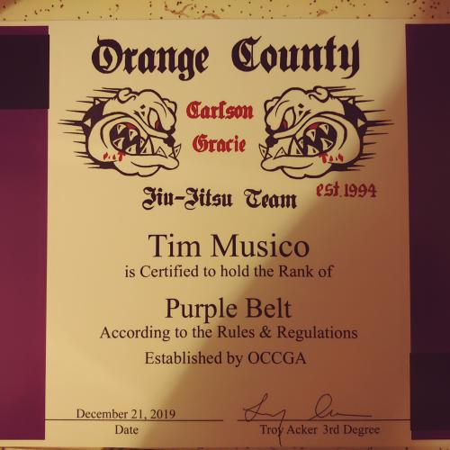 Purple belt · December 21, 2019 · Promoted by Troy Allen Acker