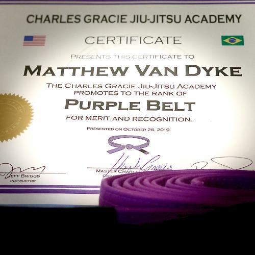 Purple belt · October 26, 2019 · Promoted by Charles Gracie
