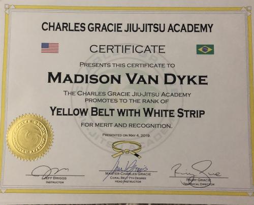 Yellow belt · May 4, 2019 · Promoted by Charles Gracie