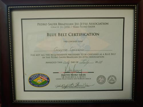 Blue belt · July 12, 2008 · Promoted by Pedro Sauer