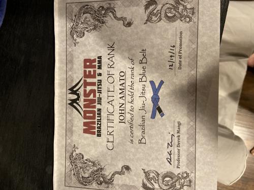 Blue belt · December 19, 2016 · Promoted by Derek Mangi