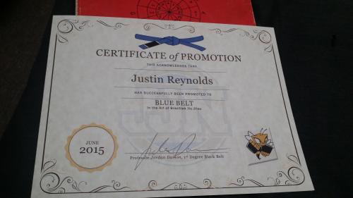 Blue belt · June 16, 2015 · Promoted by Jordan Damon