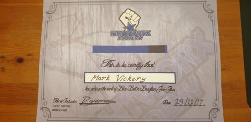 Blue belt · November 29, 2017 · Promoted by Daren Yeoman