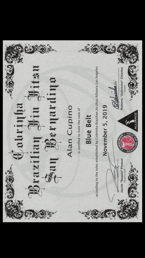 Blue belt · November 5, 2019 · Promoted by Jacob Sapão Pinson