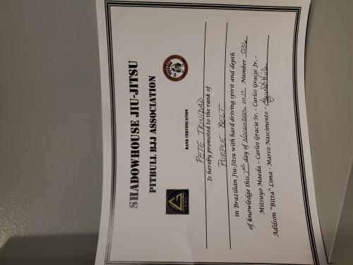 Purple belt · November 19, 2019 · Promoted by Bruce Weiler