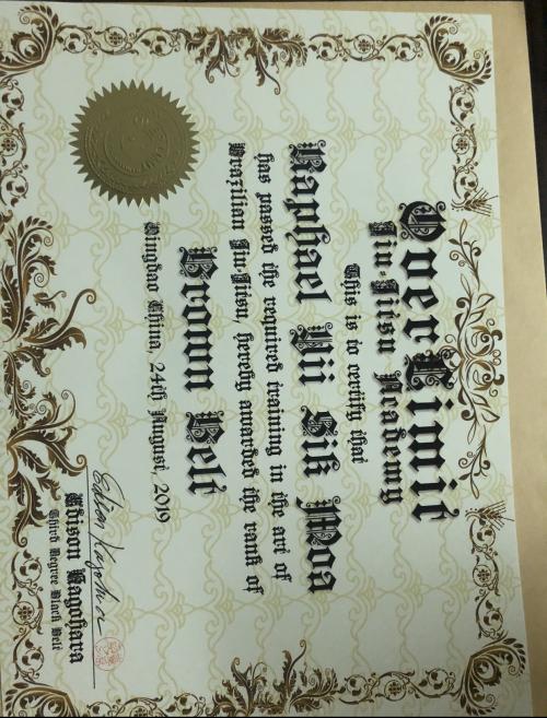 Brown belt · August 24, 2019 · Promoted by Edison Kagohara