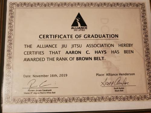 Brown belt · January 17, 2020 · Promoted by Scott Audas