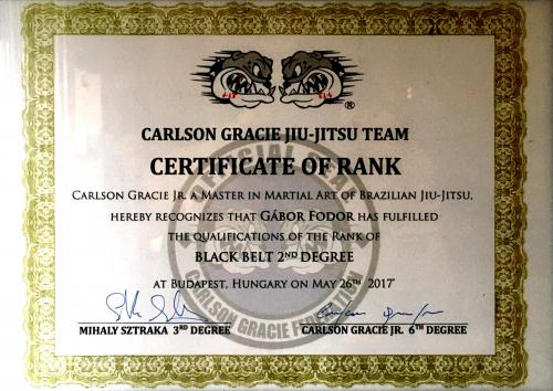 Black belt 2nd degree · May 26, 2017 · Promoted by Mihaly Sztraka
