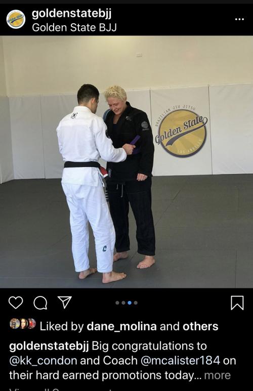 Purple belt · February 24, 2018 · Promoted by Dane Molina