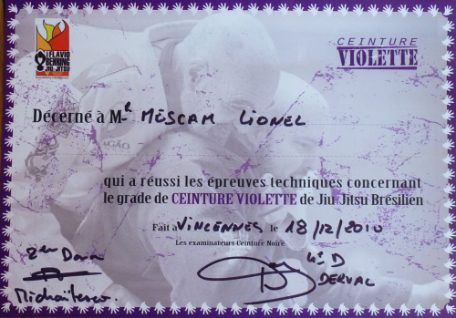 Purple belt · December 18, 2010 · Promoted by DERVAL Christian (RIP)