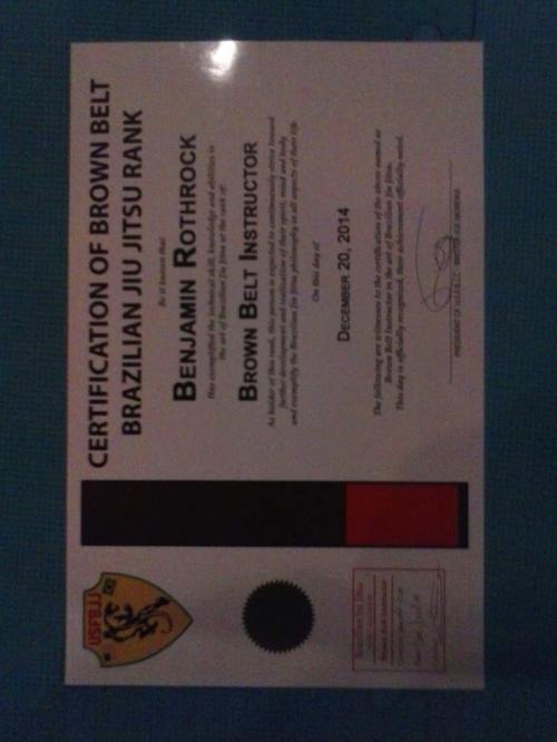 Brown belt · March 6, 2013 · Promoted by Mario Aiello
