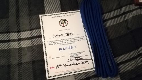 Blue belt · November 10, 2019 · Promoted by Professor David Onuma