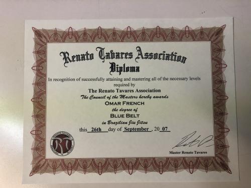 Blue belt · September 26, 2007 · Promoted by Renato Tavares