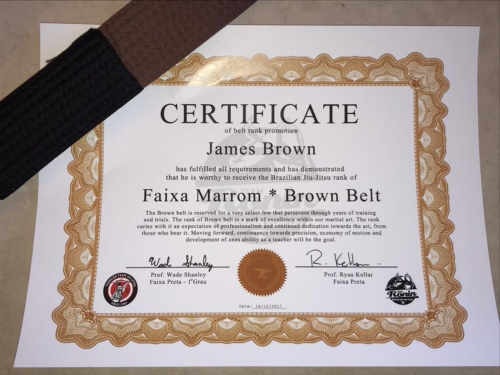 Brown belt · December 14, 2017 · Promoted by Ryan Kellar
