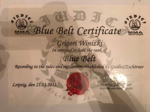Blue belt · March 21, 2015 · Promoted by Marko Zschörner, Bushido Free Fight Team