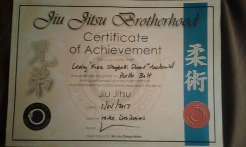 Purple belt · January 31, 2017 · Promoted by Michael DesRosiers