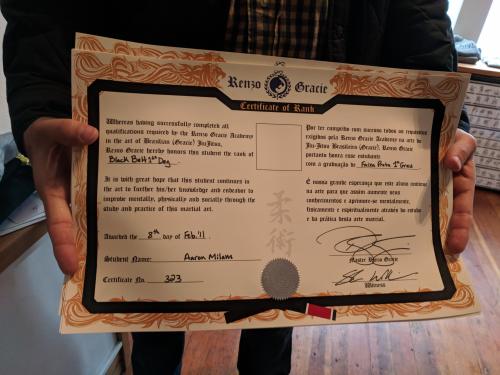 Black belt 1st degree · February 8, 2011 · Promoted by Renzo Gracie