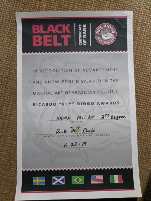 Black belt 3rd degree · February 8, 2017 · Promoted by Renzo Gracie