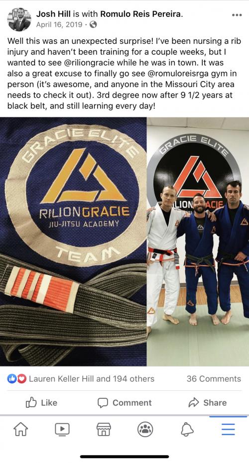 Black belt 3rd degree · April 16, 2019 · Promoted by Rilion Gracie