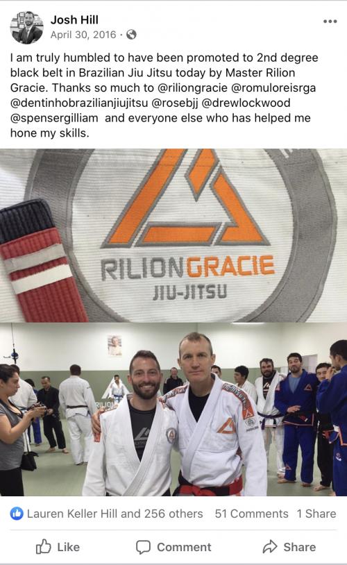 Black belt 2nd degree · April 30, 2016 · Promoted by Rilion Gracie