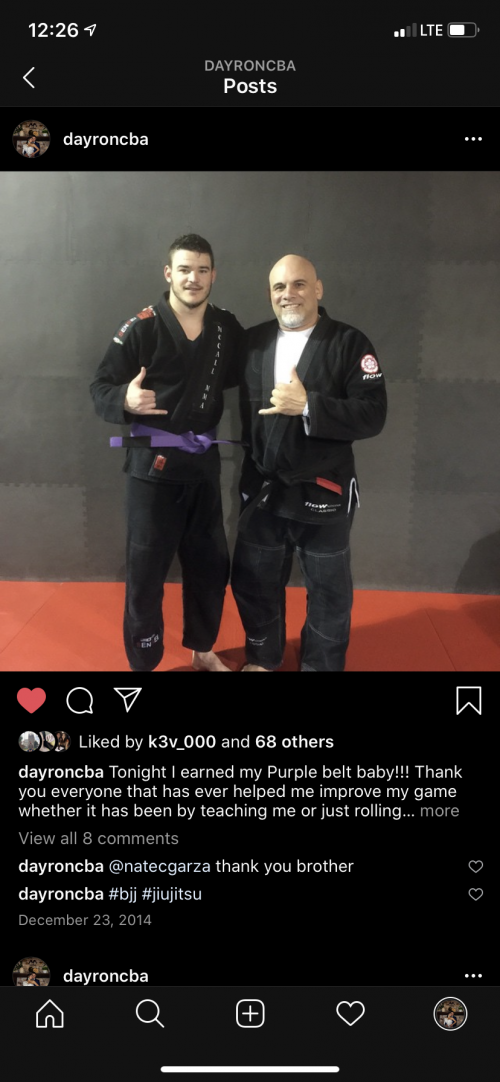 Purple belt · December 23, 2015 · Promoted by Dean Zaino