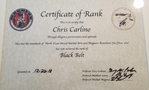 Black belt · December 22, 2018 · Promoted by Michael Magness