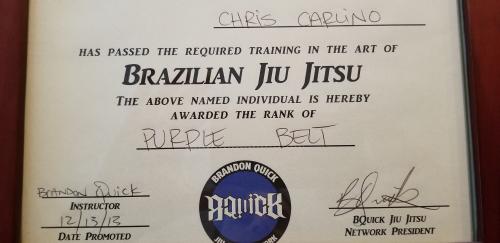 Purple belt · December 13, 2013 · Promoted by Brandon Quick