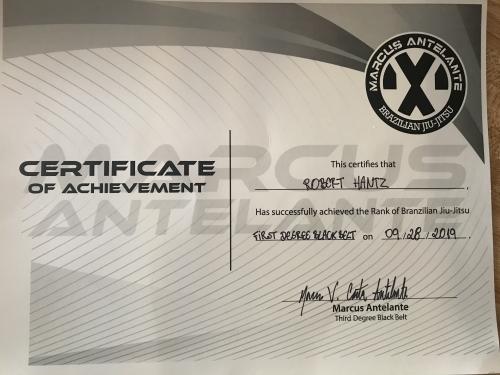 Black belt 1st degree · September 28, 2019 · Promoted by Marcus Antelante