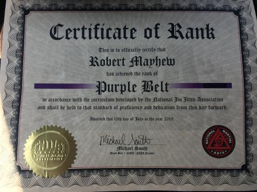 Purple belt · July 13, 2019 · Promoted by Micheal South