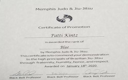 Blue belt · January 18, 2020 · Promoted by Steven Combs