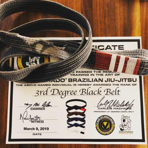 Black belt 3rd degree · March 9, 2019 · Promoted by Carlos Machado