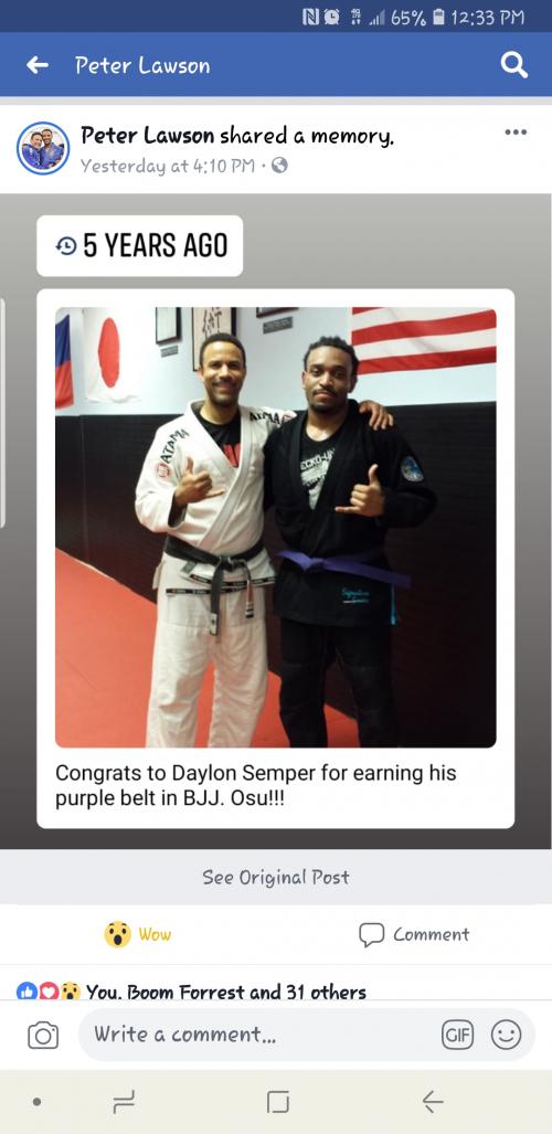 Purple belt · February 13, 2014 · Promoted by Peter Lawson