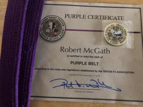 Purple belt · October 27, 2023 · Promoted by Omar French