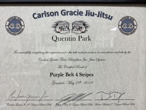 Purple belt · May 29, 2019 · Promoted by Carlson Grace Jr