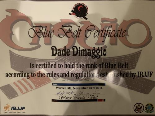 Blue belt · December 1, 2016 · Promoted by Walter “Cascao” Vital - Ronaldo Candido
