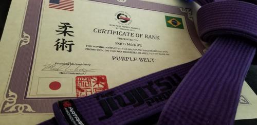 Purple belt · January 1, 2020 · Promoted by Michael Geery