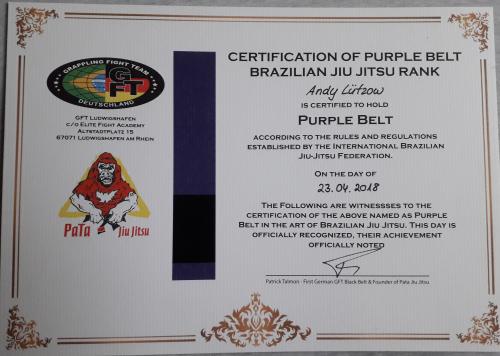 Purple belt · April 23, 2018 · Promoted by Patrick Talmon