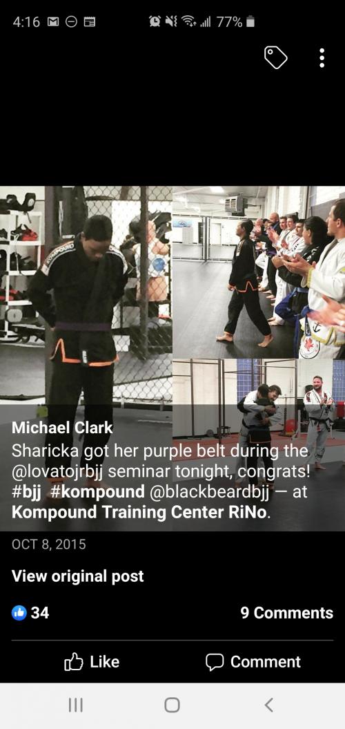 Purple belt · October 8, 2015 · Promoted by Brad Nicolarsen