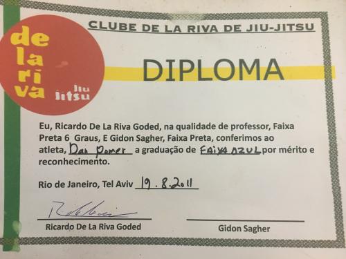 Blue belt · August 19, 2011 · Promoted by Ricardo de la Riva